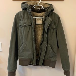 Aritzia TNA bomber jacket with faux fur inside